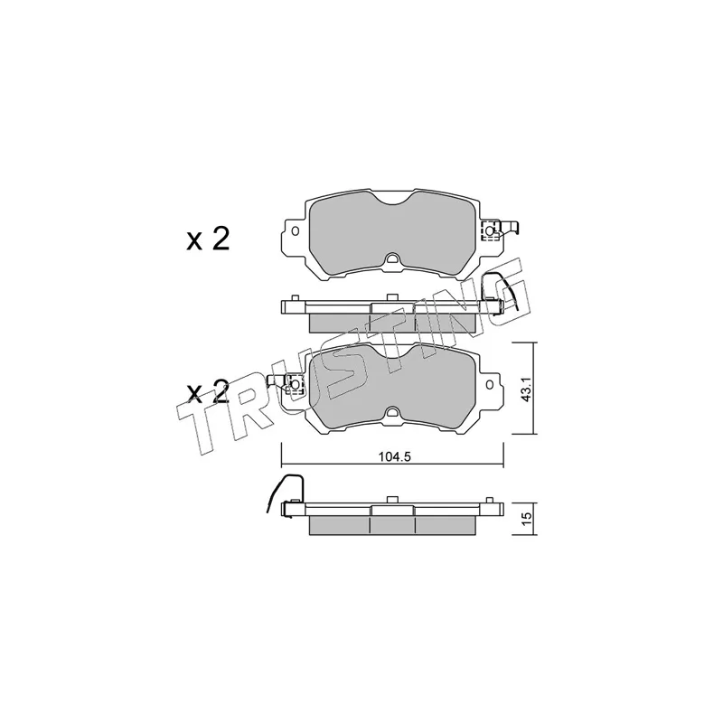 Jeu de 4 plaquettes de frein arrière TRUSTING 986.0 - Visuel 0