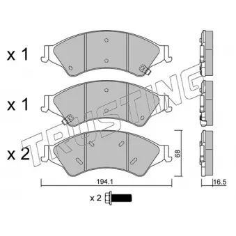 Jeu de 4 plaquettes de frein avant TRUSTING OEM UCYR3323ZA