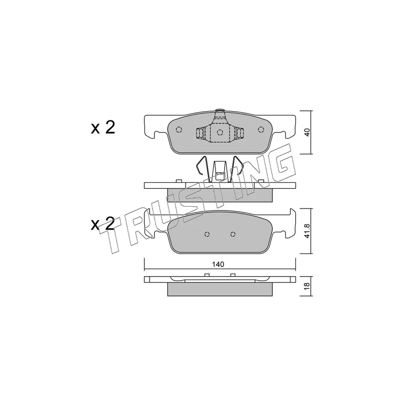 Jeu de 4 plaquettes de frein avant TRUSTING 991.0 - Visuel 1