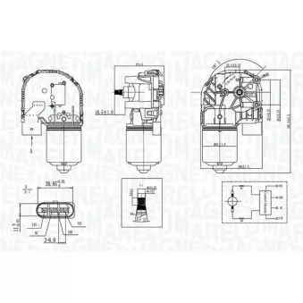 Moteur d'essuie-glace MAGNETI MARELLI 064376200010 pour VOLKSWAGEN GOLF 1.6 BlueHDi 95 - 95cv