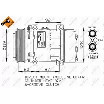 Compresseur, climatisation NRF 32170 pour RENAULT LAGUNA 2.0 - 139cv