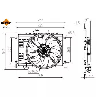 Ventilateur, refroidissement du moteur NRF 470079