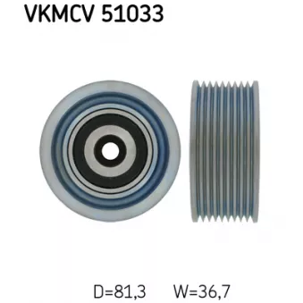 SKF VKMCV 51033 - Poulie renvoi/transmission, courroie trapézoïdale à nervures