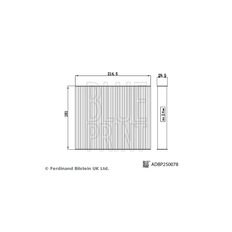 Filtre, air de l'habitacle BLUE PRINT ADBP250078 - Visuel 1