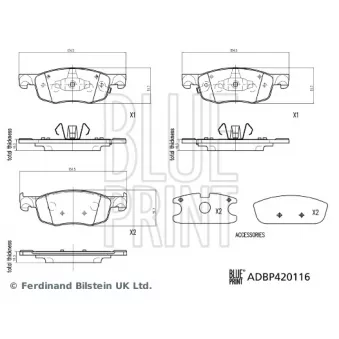 BLUE PRINT ADBP420116 - Jeu de 4 plaquettes de frein avant