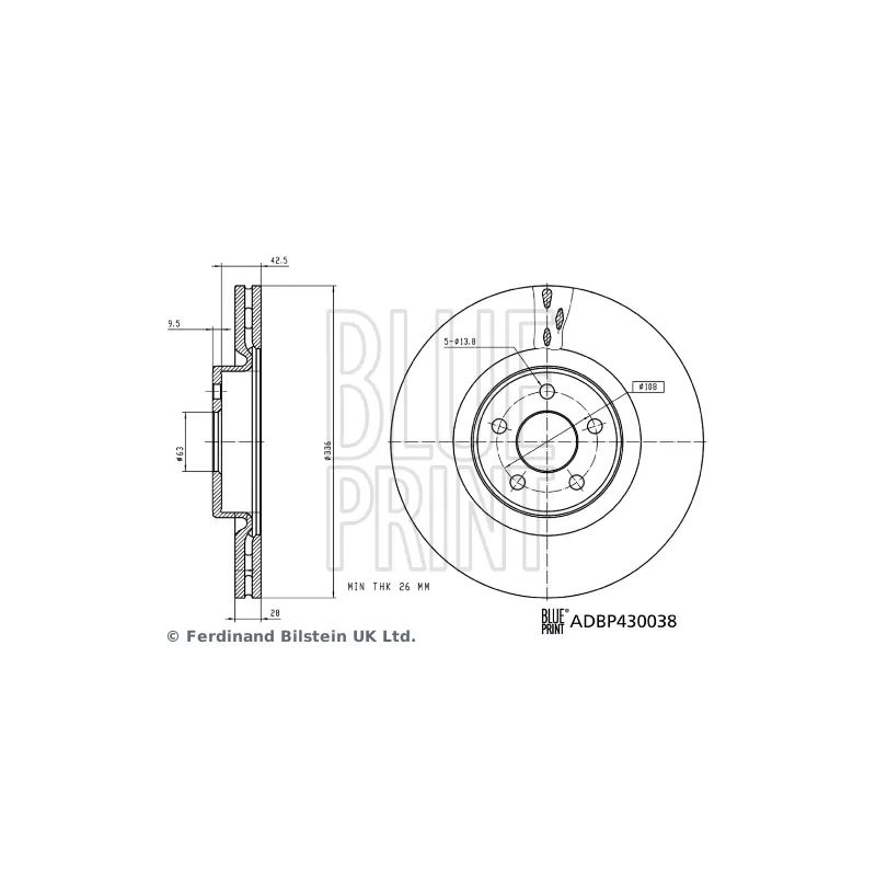 Jeu de 2 disques de frein avant BLUE PRINT ADBP430038 - Visuel 2