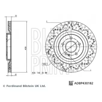 Jeu de 2 disques de frein arrière BLUE PRINT ADBP430182