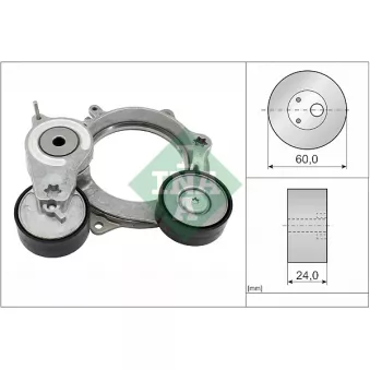 Tendeur de courroie, courroie trapézoïdale à nervures INA OEM 057903133AJ