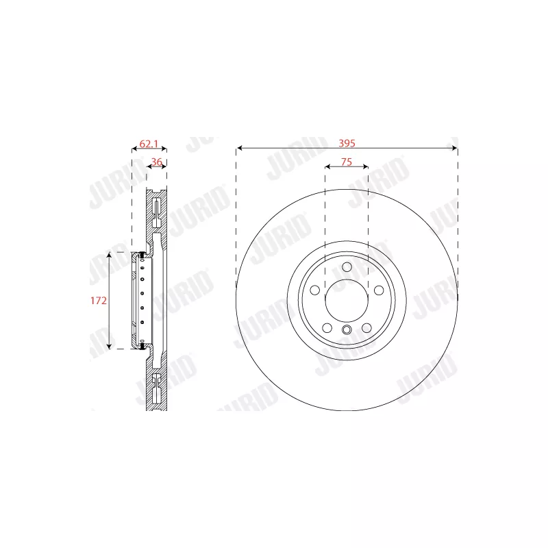 Disque de frein avant droit JURID 563282JVC-1 - Visuel 1