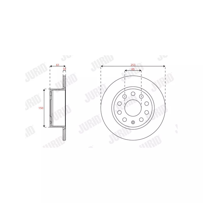Jeu de 2 disques de frein arrière JURID 563593JC - Visuel 1