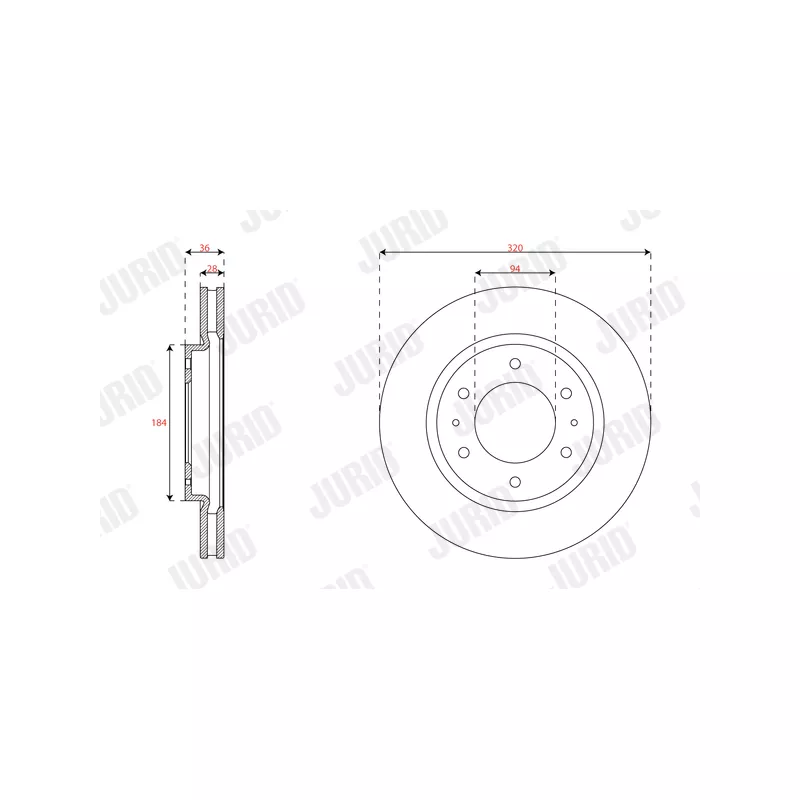 Jeu de 2 disques de frein avant JURID 563621JC - Visuel 1