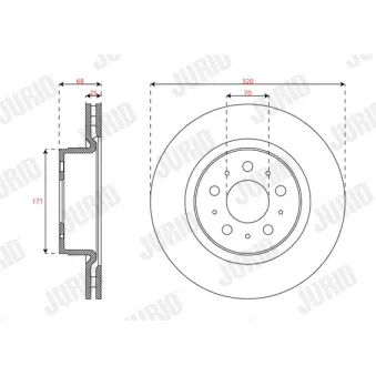 Jeu de 2 disques de frein avant JURID 563658JC pour PORSCHE CAYENNE EV - 261cv