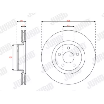 Jeu de 2 disques de frein avant JURID 563664JC pour FORD FOCUS 1.5 EcoBoost - 150cv