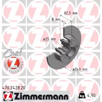 Jeu de 2 disques de frein avant ZIMMERMANN 470.2428.20 pour RENAULT MEGANE 1.5 dCi - 106cv