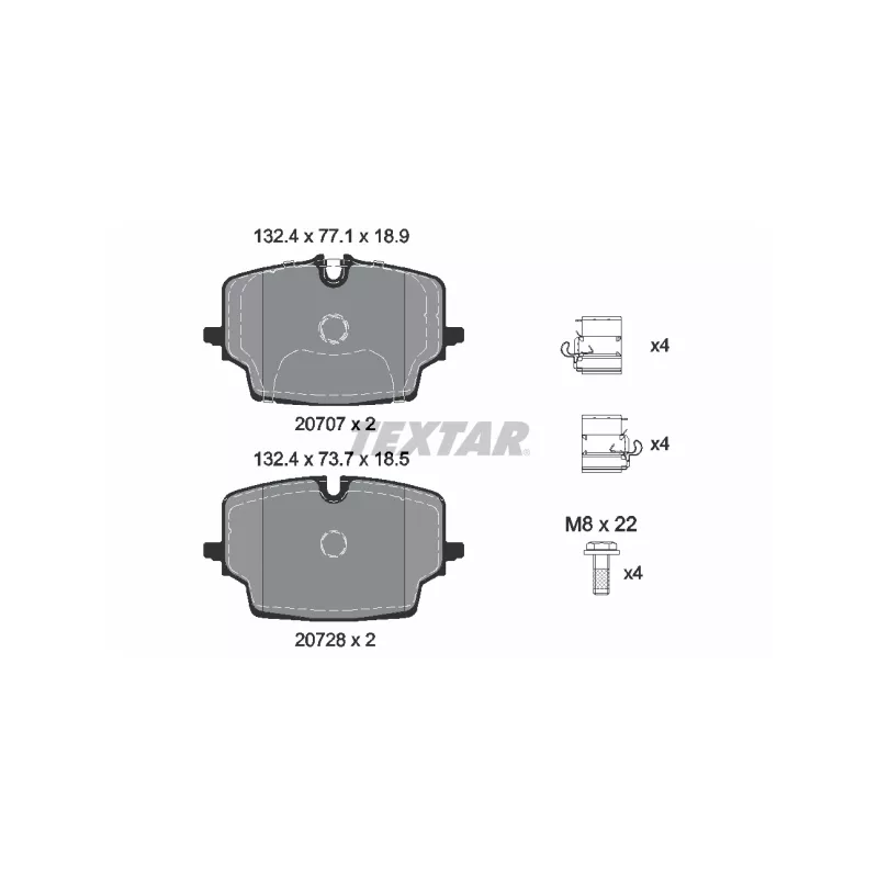 Jeu de 4 plaquettes de frein avant TEXTAR 2070701 - Visuel 1