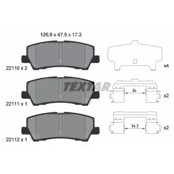 Jeu de 4 plaquettes de frein avant TEXTAR OEM 2044152