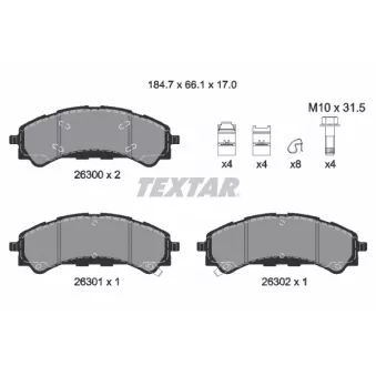 Jeu de 4 plaquettes de frein avant TEXTAR OEM KB3C2001AA