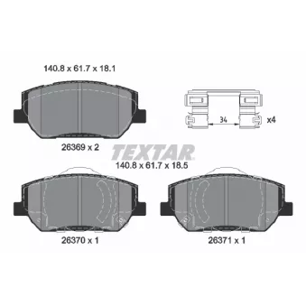 Jeu de 4 plaquettes de frein avant TEXTAR OEM 58101S1A00