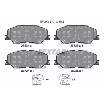 Jeu de 4 plaquettes de frein avant TEXTAR 2653401
