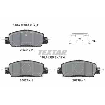 Jeu de 4 plaquettes de frein avant TEXTAR OEM 45022T50G00