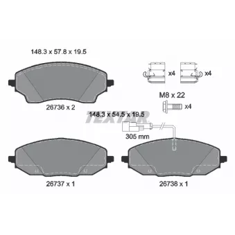 Jeu de 4 plaquettes de frein arrière TEXTAR OEM 77369187