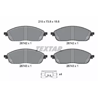 TEXTAR 2674201 - Jeu de 4 plaquettes de frein avant