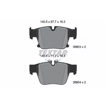Jeu de 4 plaquettes de frein arrière TEXTAR 2680301 pour BMW Série 7 740i Mild-Hybrid - 381cv