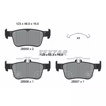 Jeu de 4 plaquettes de frein arrière TEXTAR 2695801 pour HONDA CIVIC 2,0 e:HEV - 184cv