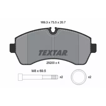 Jeu de 4 plaquettes de frein avant TEXTAR 2920006