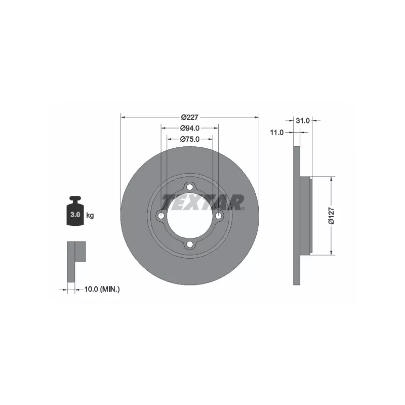 Jeu de 2 disques de frein avant TEXTAR 92028200 - Visuel 1
