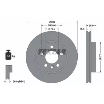 Jeu de 2 disques de frein avant TEXTAR OEM 2H0615301D