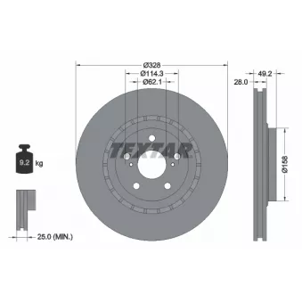 Jeu de 2 disques de frein avant TEXTAR 92259405