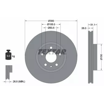 Jeu de 2 disques de frein avant TEXTAR OEM DG9C1125AC