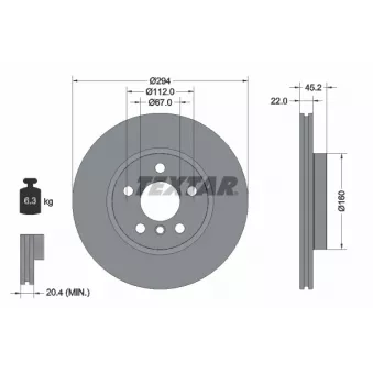 Jeu de 2 disques de frein avant TEXTAR OEM 34116864439