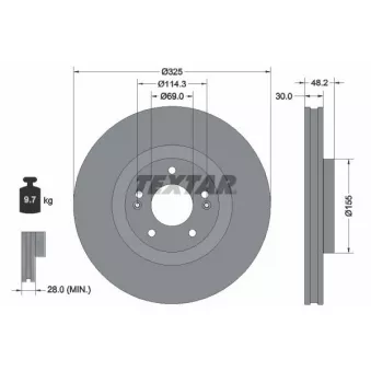 Jeu de 2 disques de frein avant TEXTAR 92341803