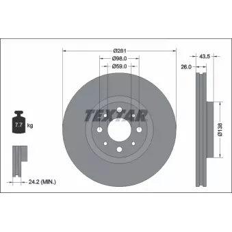 Jeu de 2 disques de frein avant TEXTAR OEM 52195818