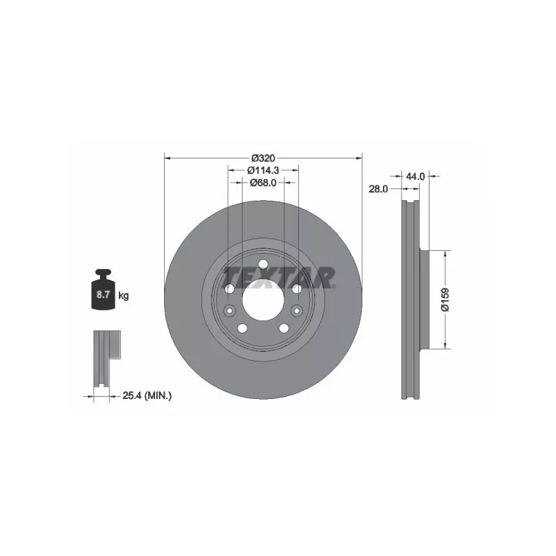 Jeu de 2 disques de frein avant TEXTAR 92351703 - Visuel 1