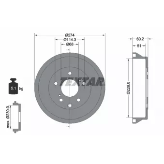 TEXTAR 94047800 - Tambour de frein