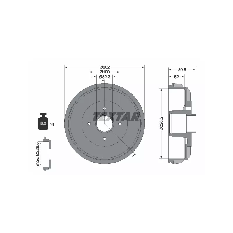 Tambour de frein TEXTAR 94049700 - Visuel 1