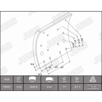 JURID 1909101230 - Kit de garnitures de frein, frein à tambour