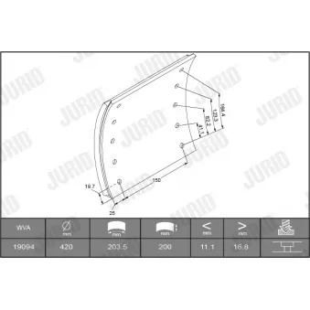 JURID 1909414040 - Kit de garnitures de frein, frein à tambour