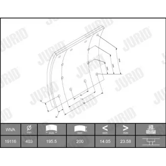 JURID 1911611230 - Kit de garnitures de frein, frein à tambour