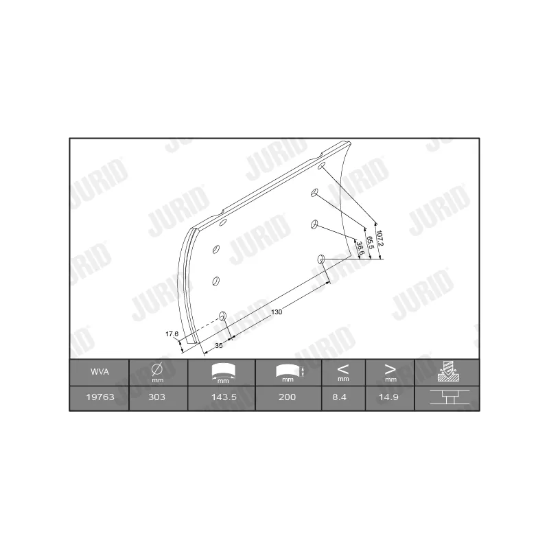 Kit de garnitures de frein, frein à tambour JURID 1976201250 - Visuel 2