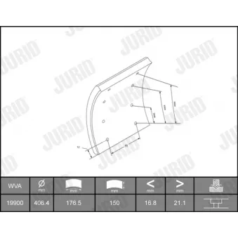JURID 1990001230 - Kit de garnitures de frein, frein à tambour