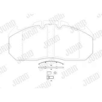 Jeu de 4 plaquettes de frein avant JURID 2913109560 pour VOLVO FL GX 127, GX 127 L - 264cv