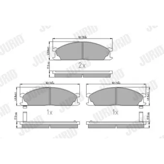 Jeu de 4 plaquettes de frein avant JURID OEM 26296AA051