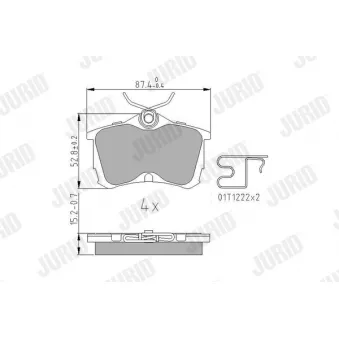 Jeu de 4 plaquettes de frein arrière JURID OEM 43022SEAE10