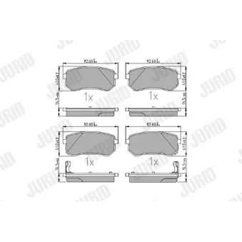 Jeu de 4 plaquettes de frein arrière JURID OEM 583020XA00