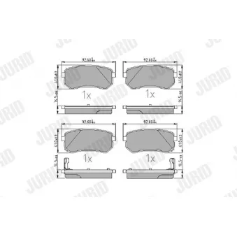 JURID 572527J - Jeu de 4 plaquettes de frein arrière
