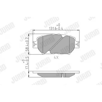 Jeu de 4 plaquettes de frein avant JURID OEM 0449133040